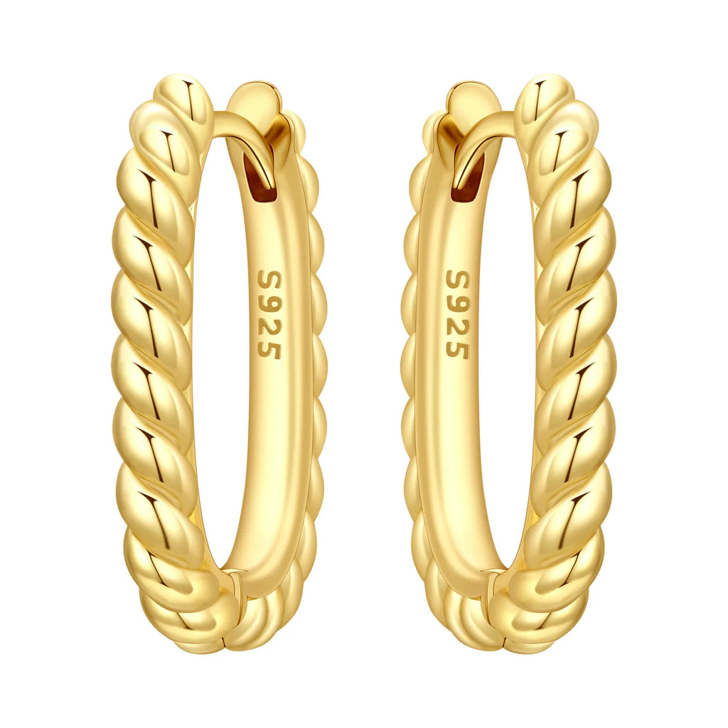 925 Sterling Silver Gold Temperament Versatile Hoop Earrings Birthday Gift