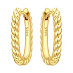 925 Sterling Silver Gold Temperament Versatile Hoop Earrings Birthday Gift