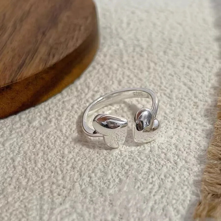 925 Sterling Silver Heart Open Ring Fashion Luxury Engagement Jewellery Wholesale Accessory
