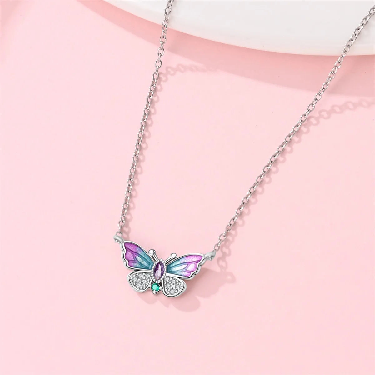 2025 New 925 Sterling Silver Necklace Zircon Heart Butterfly Simple Necklaces For Women Anniversary Birthday Jewelry Gift Female