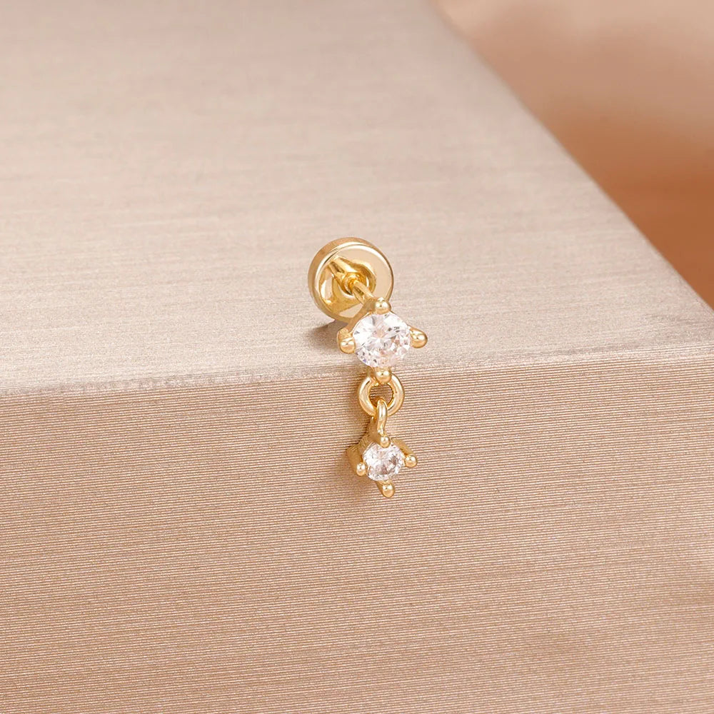 1PC Stainless Steel Star Moon Cartilage Piercing 18K Gold Plated