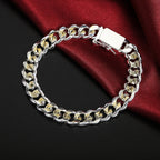 10mm Gold & Silver Chain Bracelet Men Women Noble Wedding Fashion Jewellery