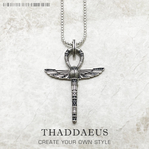 Ankh Cross of Life Scarab Necklace 925 Sterling Silver Vintage Jewellery