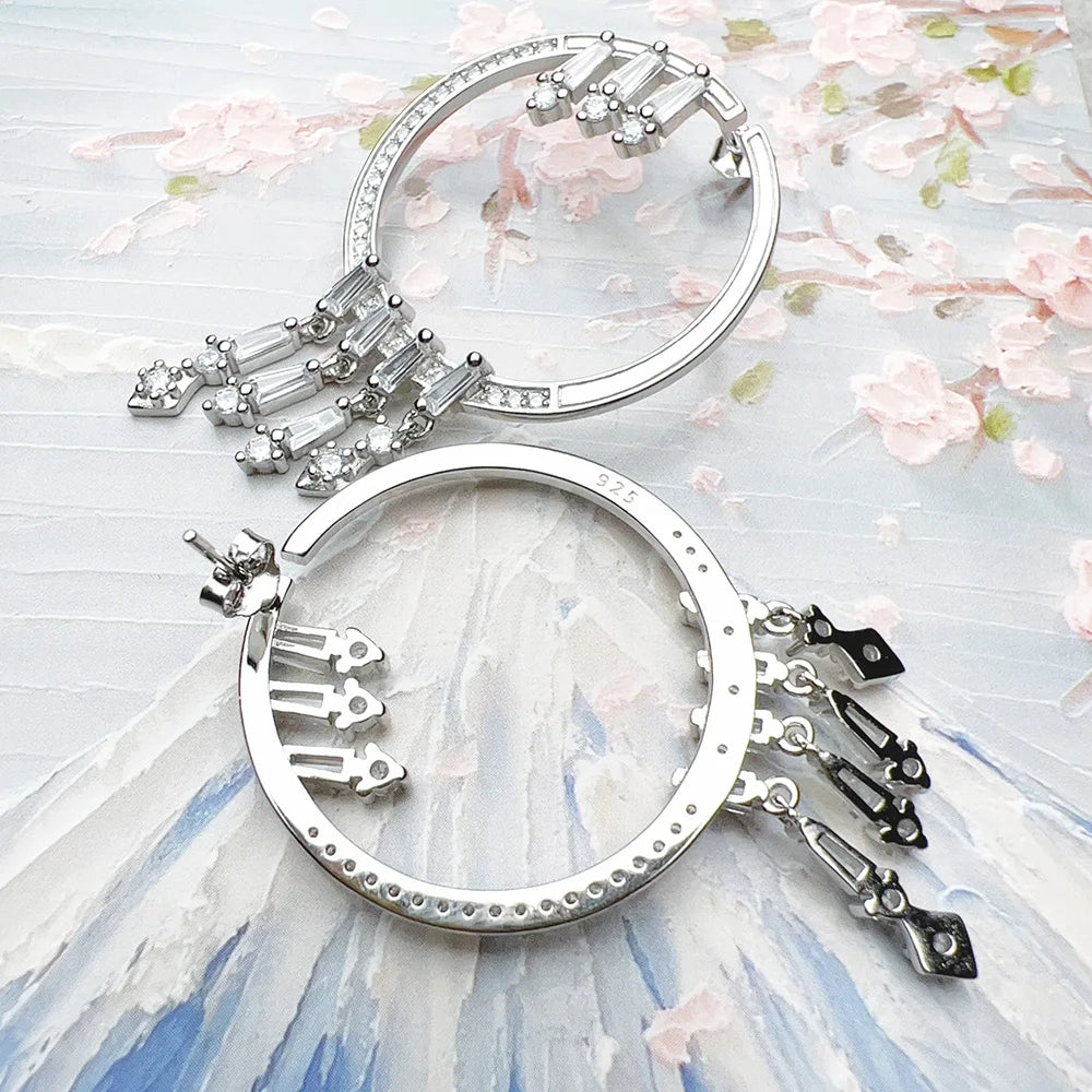 Winter Sun Rays Hoop Earrings 925 Sterling Silver Trendy Glamour Gift