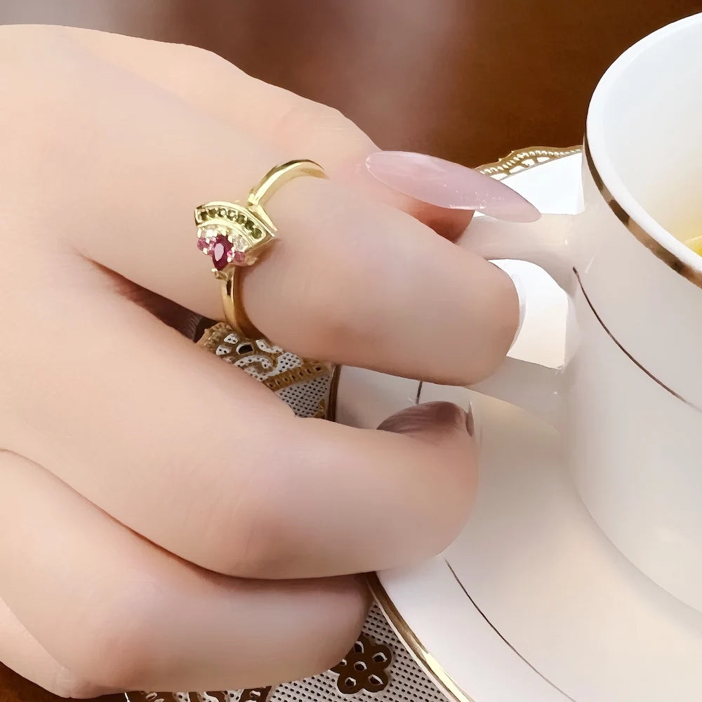 Golden Watermelon Ring 925 Sterling Silver Glam Fashion Stylish Jewellery