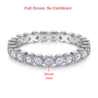 Full Moissanite Eternity Ring 2mm D Color Certified 925 Sterling Silver Stackable Band