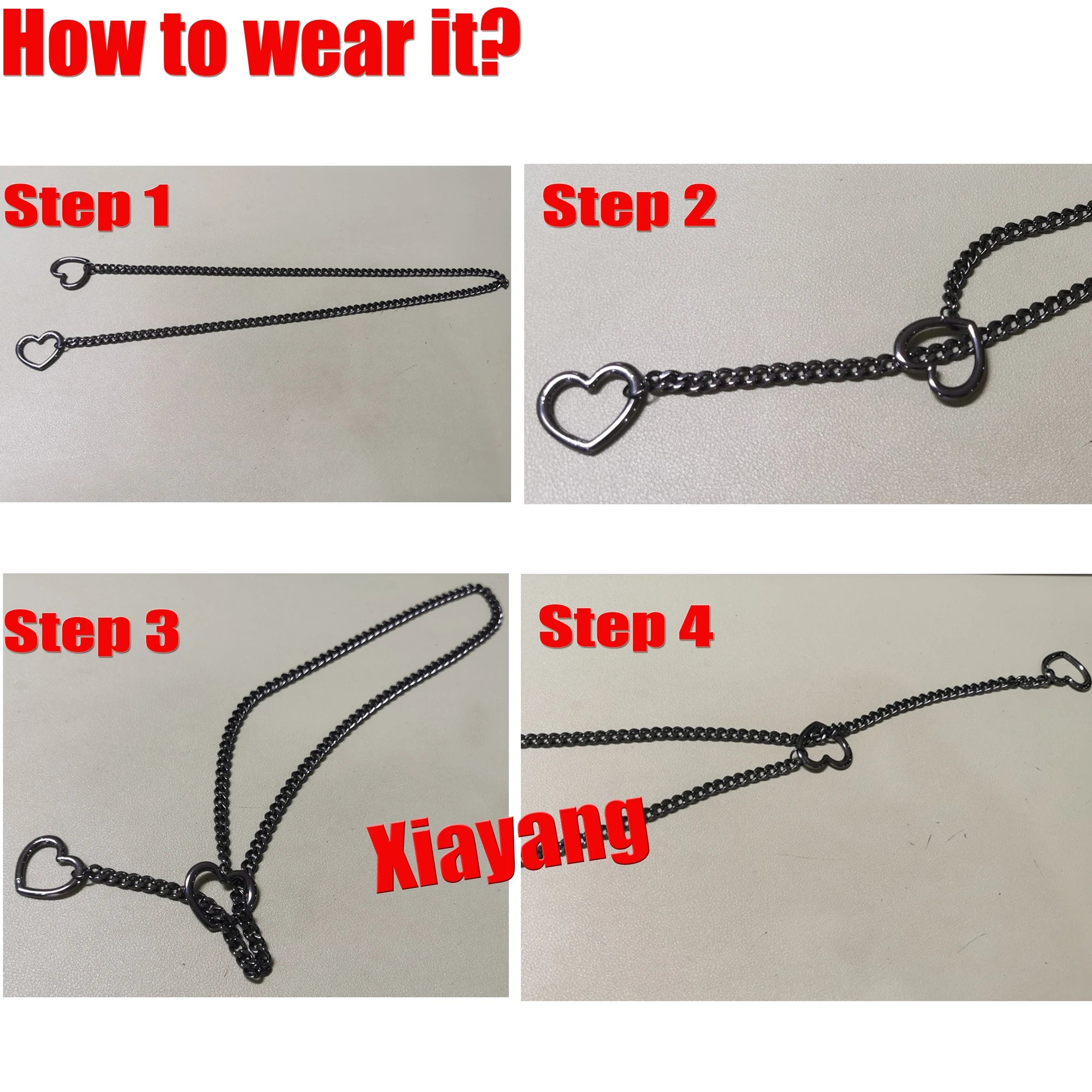 Womens Heart O-Ring Slip Chain Necklace Punk Rock Stainless Steel Cuban Long Necklace Jewelry Adjustable Lariat Y-Necklace Key