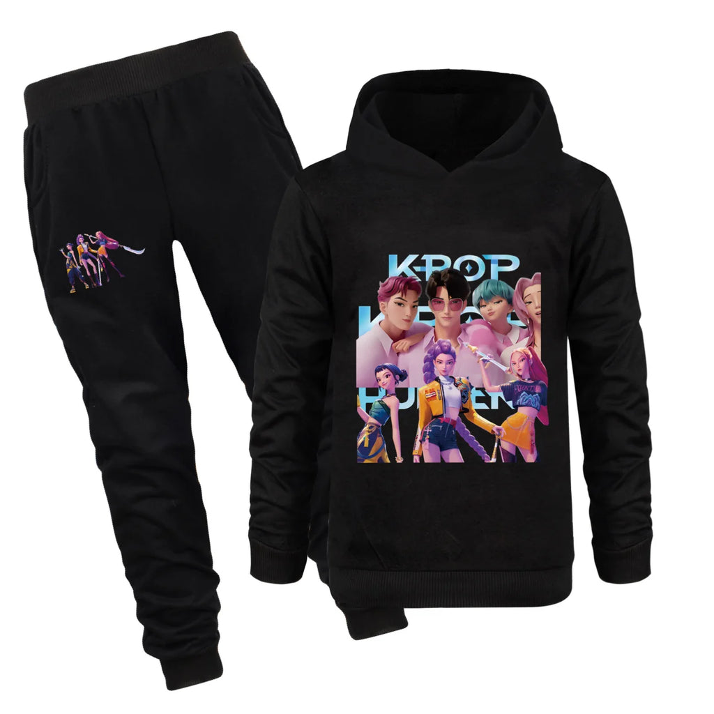 Kids Kpop Demon Hunters Hoodie and Pants 2pcs Set Boys Girls Tracksuit Outfit