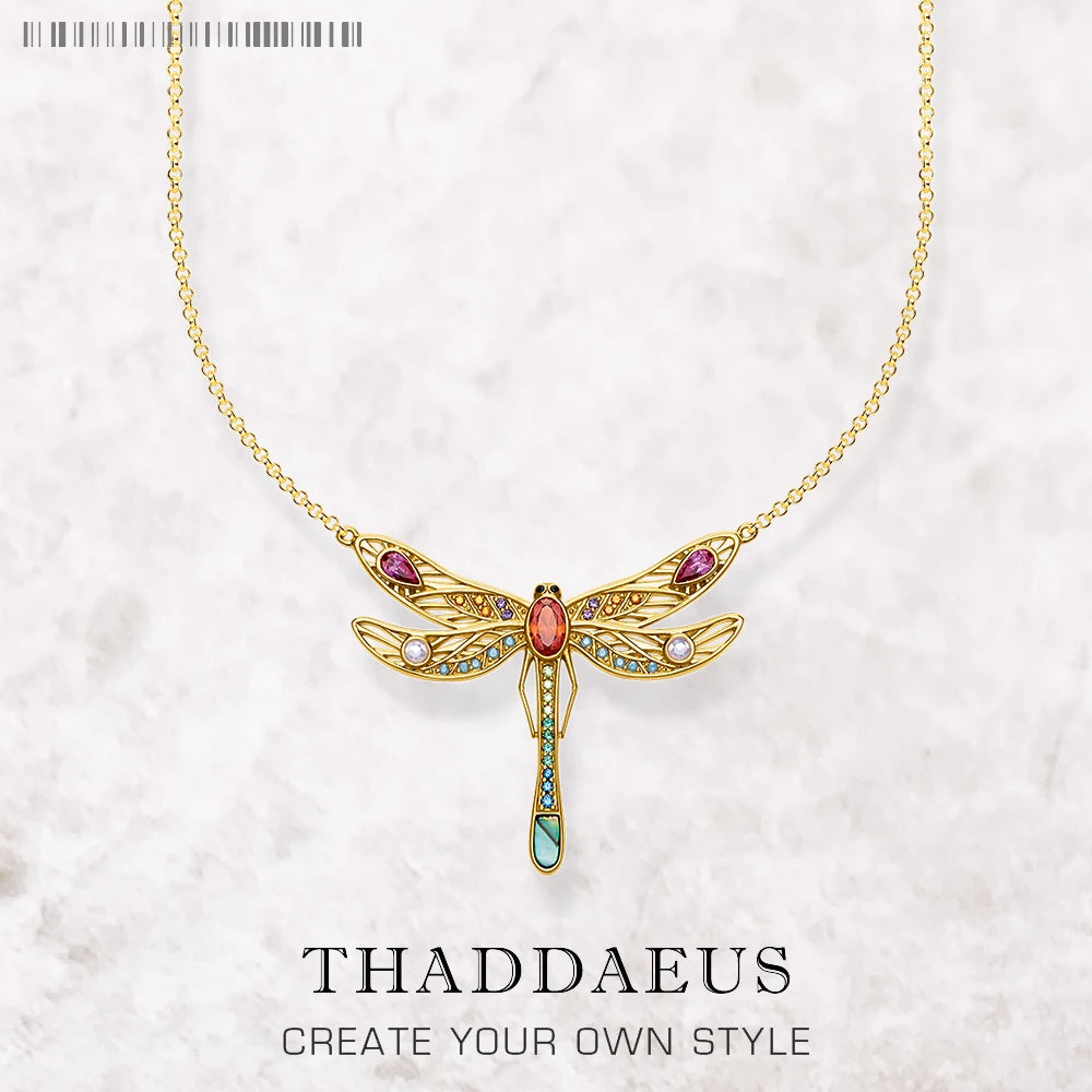 Large Dragonfly Necklace Link Chain 925 Sterling Silver Bohemia Happy Gift
