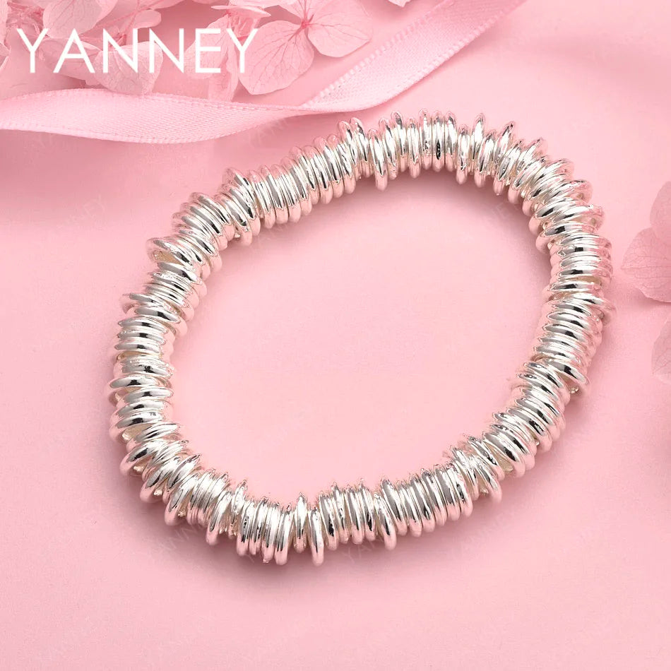 925 Sterling Silver 8-inch Classic Bracelet Men Women Hip Hop Jewellery