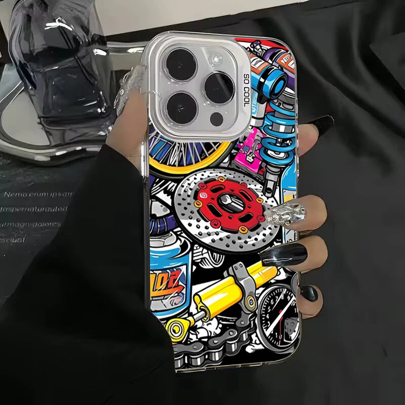 Mechanical Gear Silver IMD Case for Samsung S25 S24 Ultra A16 A56