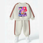K-pop Girls Spring Clothing Set Cartoon Print Sweatshirt and Joggers Suit