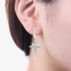 925 Sterling Silver Asymmetric Starry Drop Earrings Anniversary Jewellery Gift