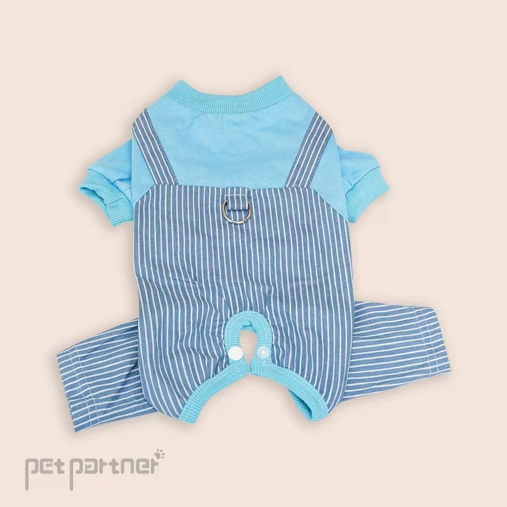 All-Season Soft Pet Shirt Puppy Kitten Breathable Cotton Striped Outfit