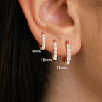 3PCS Stainless Steel Little Pearl Hoop Earrings Small Round Circle