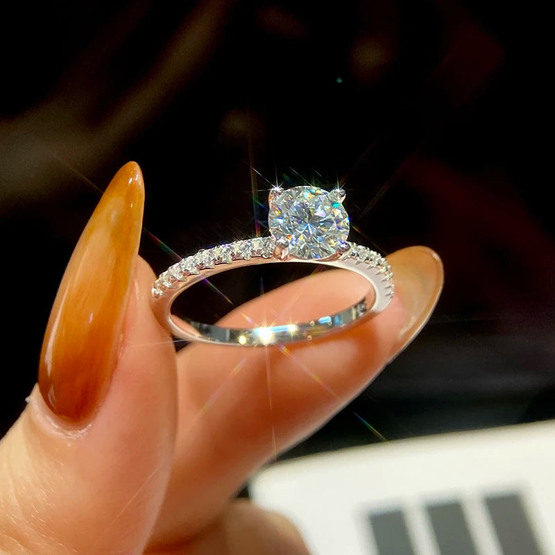 DWJ Luxury 1-5ct Moissanite Diamond Rings for Women Big Solitaire Wedding Real 925 Sterling Silver Luxury Designer Fine Jewelry