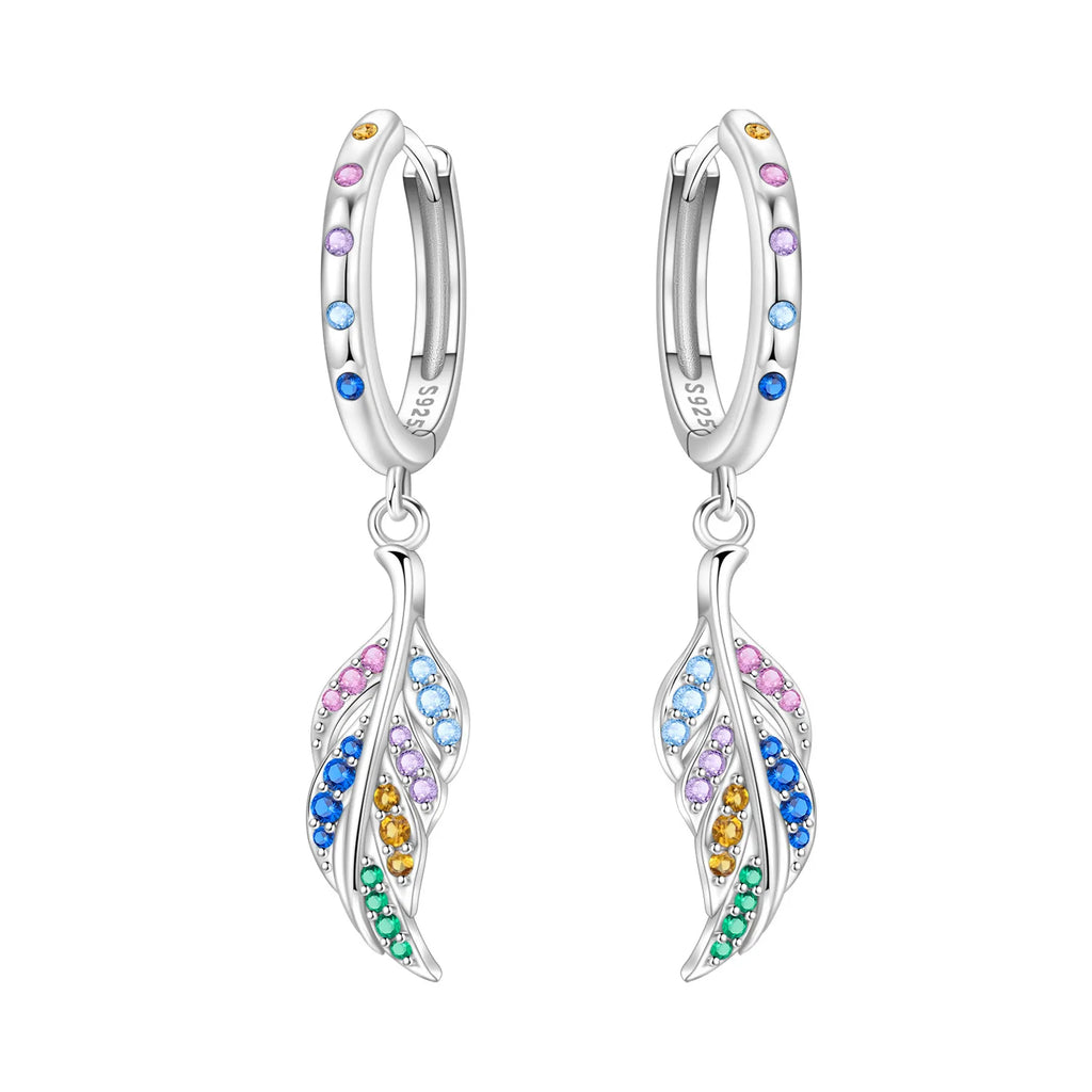 925 Sterling Silver Sparkling Wings Drop Earrings Trendy Anniversary Gift