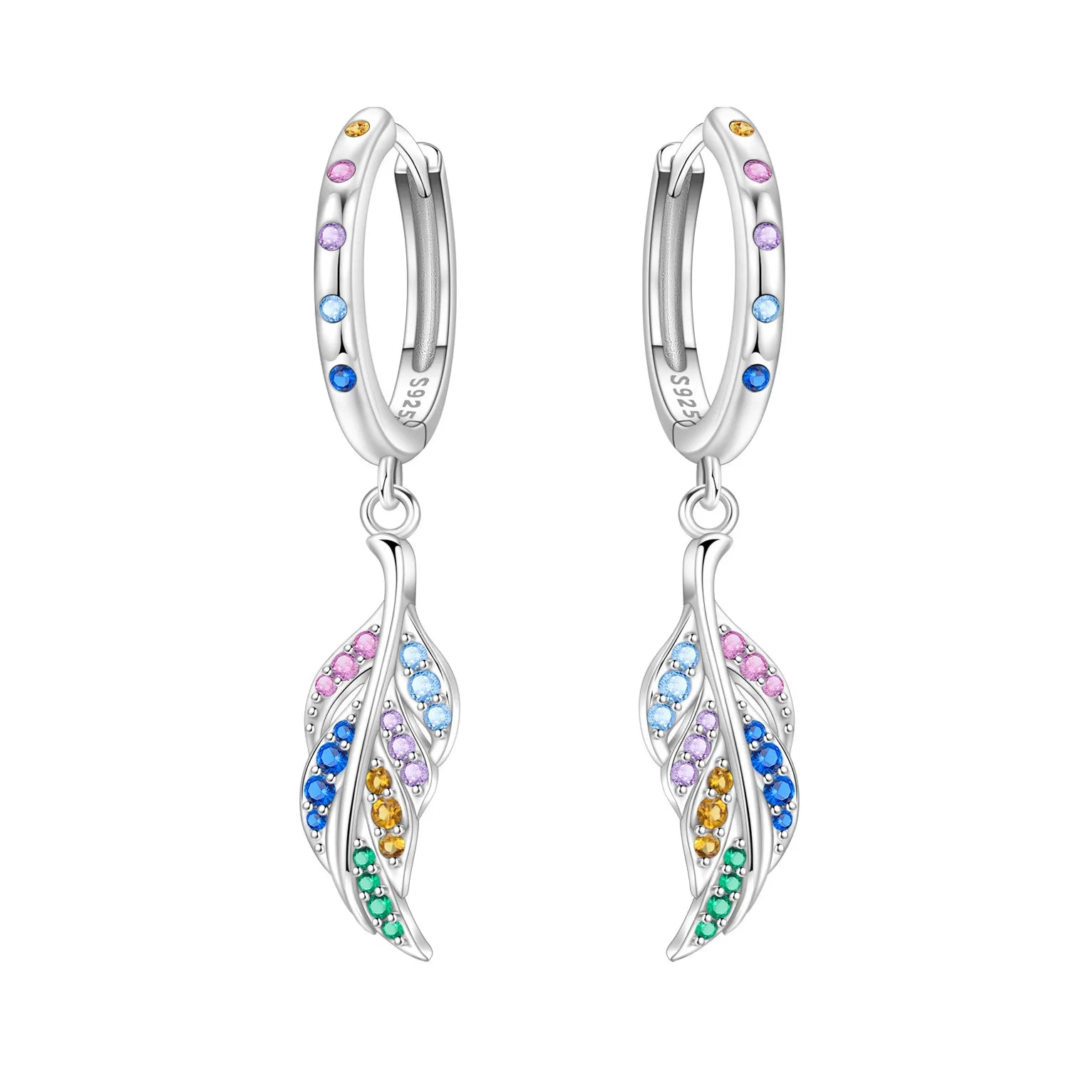 925 Sterling Silver Sparkling Wings Drop Earrings Trendy Anniversary Gift
