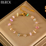 Colored Transparent Stone Stainless Steel Bracelet Exquisite Thin Chain