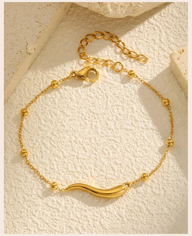 Italian Horn Satellite Chains Bracelet for Women, Stainless Steel Thin Link, Nickel-free Hypoallergenic Jewelry Gifts