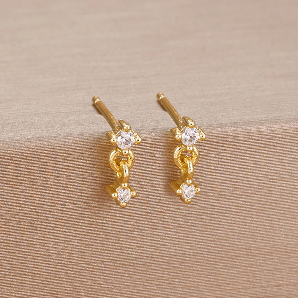 1PC Mini Zircon Stainless Steel Minimal Earrings Little Ear Studs