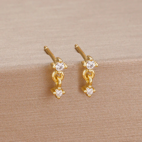 1PC Mini Zircon Stainless Steel Minimal Earrings Little Ear Studs