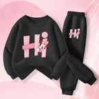 Disney Girls Long Sleeve Pullover Set Spring Casual Hoodies and Joggers