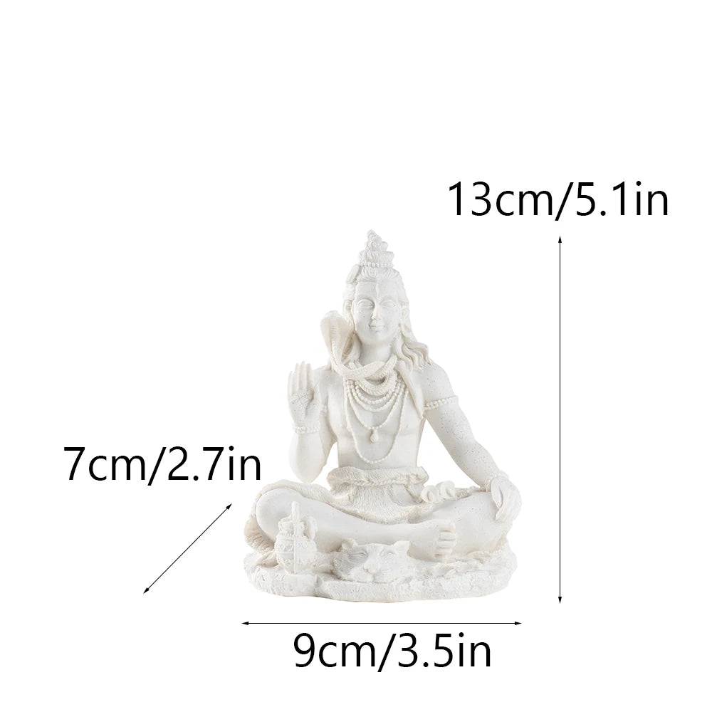 13cm Sandstone Shiva Statue Yoga Figurine Ornament Zen Meditation India Religion