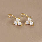 New Stainless Steel Cubic Zirconia Link Chain Ear Studs Triangle