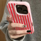 White Striped Blue Texture Case for iPhone 17 16 15 14 13 12 11 Pro Max Plus