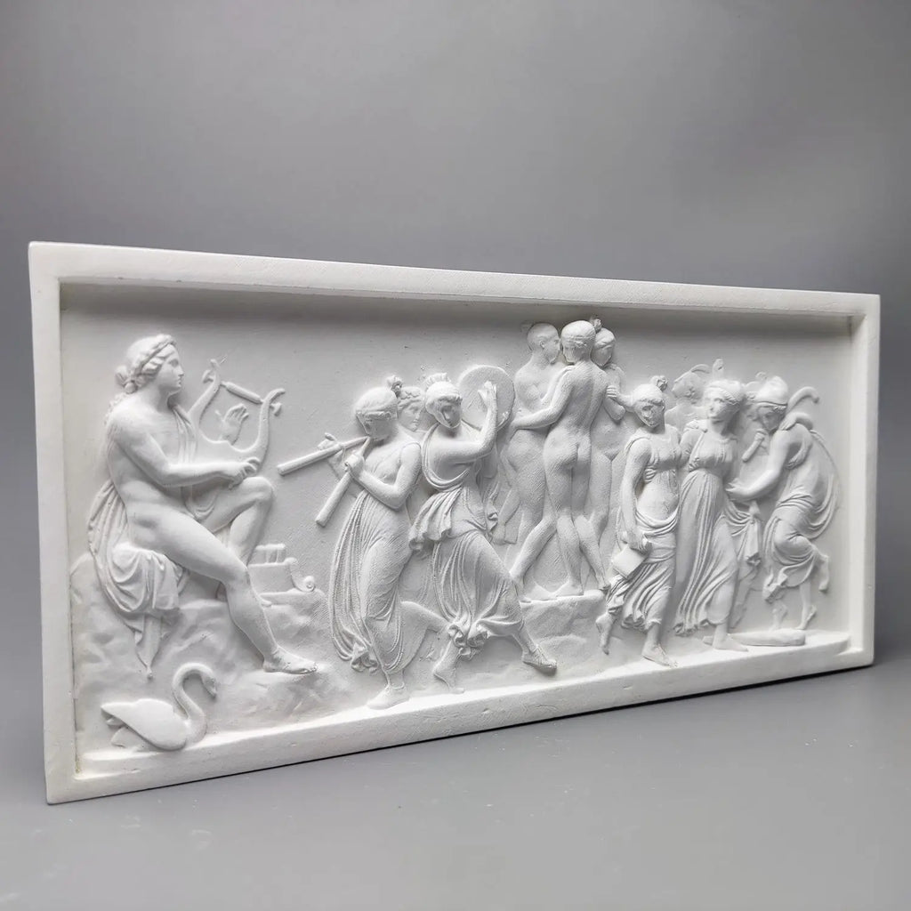 Dance of the Muses Bas-Relief Statue Greek Plaster Sculpture Mythology Office Gift