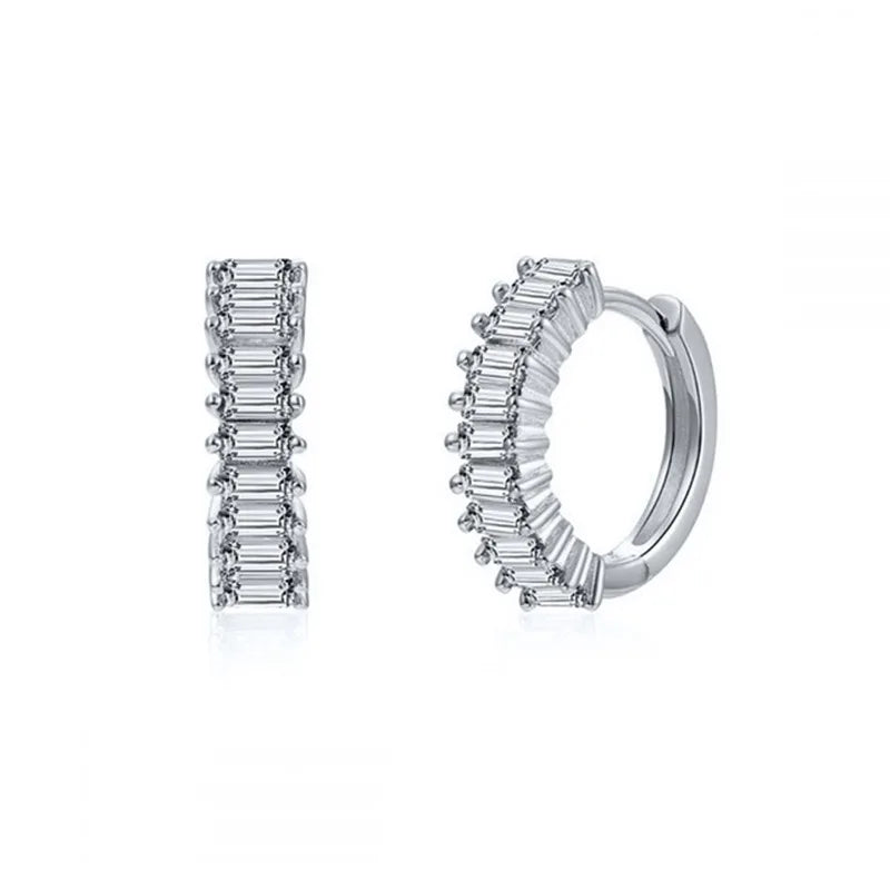 2022 Stainless Steel Zircon Square Chain Hoop Earrings Small Pendant