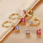 3PCS Fashion Stainless Steel Flower Small Hoop Earrings Set 18K Gold