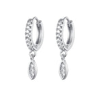 High Quality Stainless Steel Zircon Lightning Cross Hoop Earrings