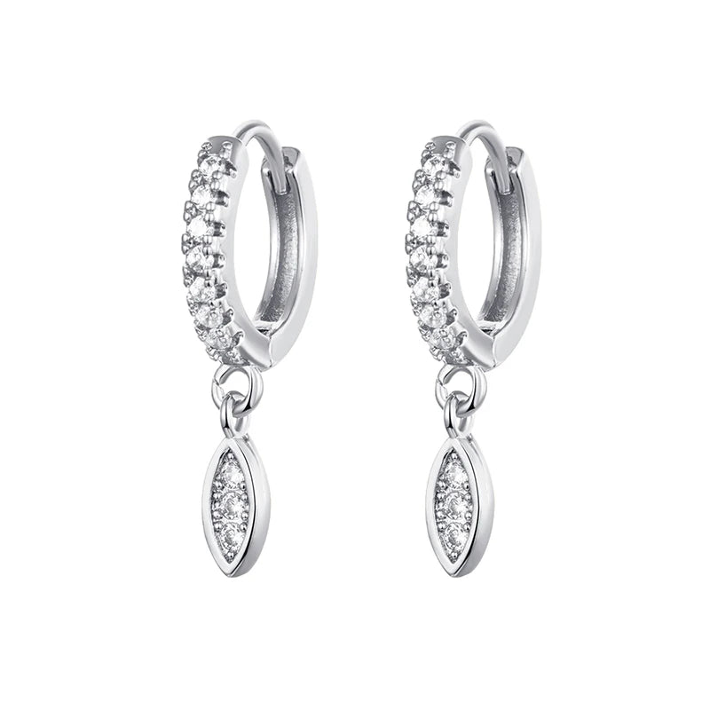 High Quality Stainless Steel Zircon Lightning Cross Hoop Earrings