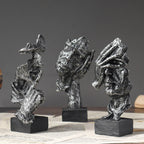 16cm Set of 3 Abstract Sculpture Resin Silence Is Gold Statue Office Bookshelf Object