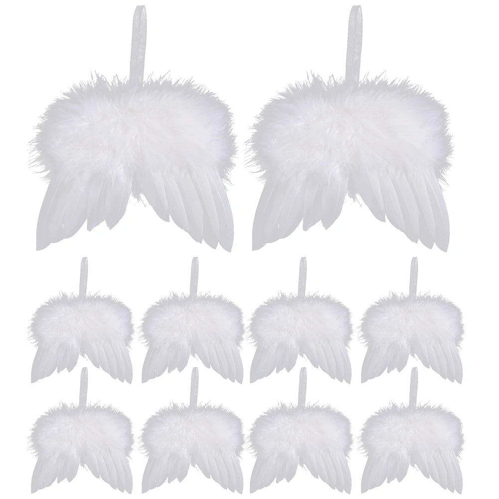 10 Pcs Angel Wings Hanging Ornament Christmas Tree Decoration Angel Wing Pendant Wedding Prop Valentines Day Birthday Decor