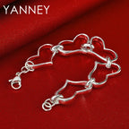 925 Sterling Silver 8-inch Heart Bracelet Women Wedding Party Jewellery Gift