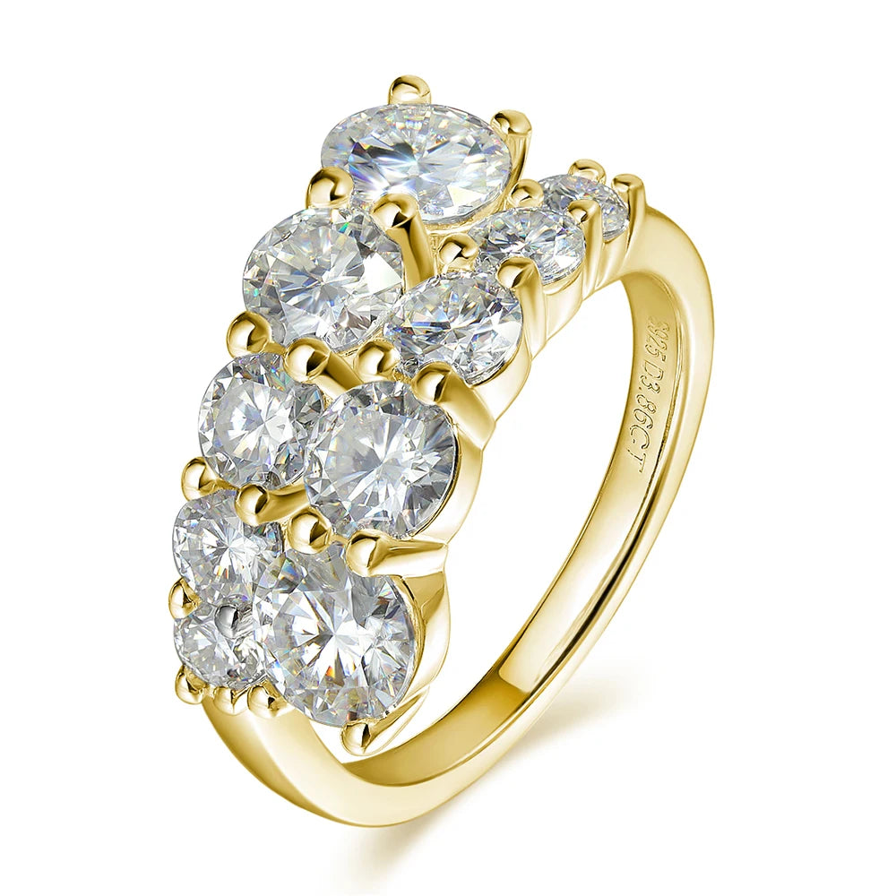 Full Moissanite Diamond Wedding Ring 18K White Gold Plated 925 Silver Band