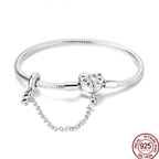 925 Silver 17-20CM Heart Pave Zirconia Original Bracelets Infinity Bracelet Fit DIY Charms Bead Birthday Jewelry Gifts Hot Sale