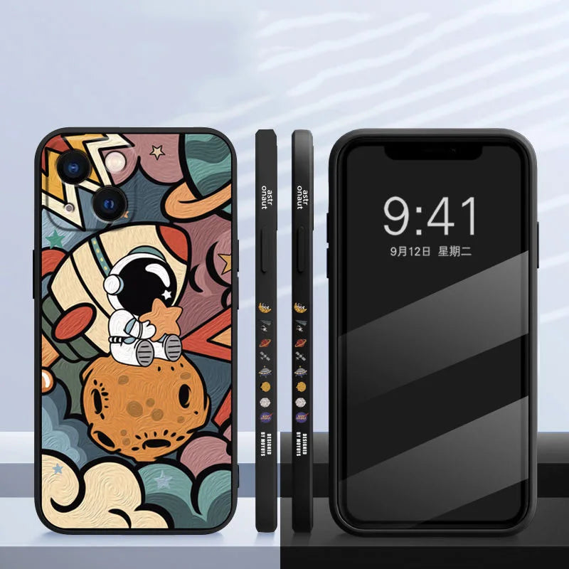 Cartoon Astronaut Case for Redmi Note 13 12 11 Pro Plus 12S 11S