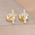 2PCS Fashion Geometry Zirconia Twinkle Star Stud Earrings Shinny