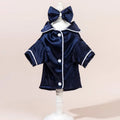 Solid Colour Cat Dog Pajamas Set Soft Home Outfit with Flower Headband