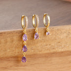 3PCS Exquisite Crystal Zirconia Water Drop Gold Colour Dangle Set