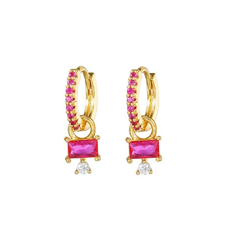 2PCS Trendy Stainless Steel Water Drop Hoop Earring 18K Gold Plated