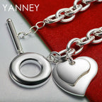 925 Sterling Silver 8-inch Double Layer Heart Bracelet Women Jewellery Gift