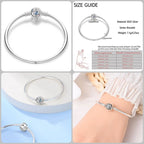925 Silver 17-20CM Heart Pave Zirconia Original Bracelets Infinity Bracelet Fit DIY Charms Bead Birthday Jewelry Gifts Hot Sale