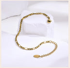 Handmade Clavicle Chain Bracelet for Women, Chic Stainless Steel Link Waterproof Jewelry