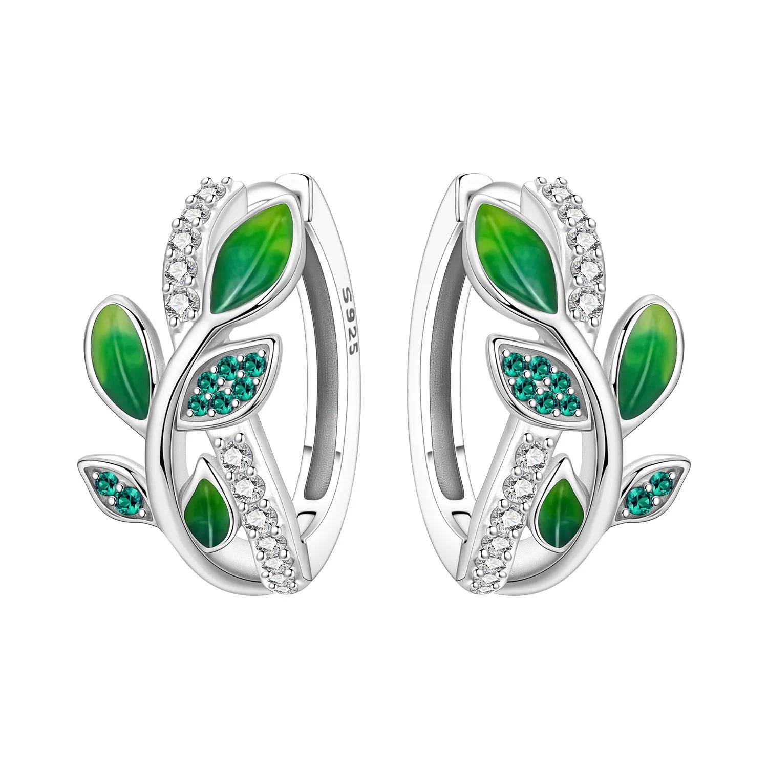 925 Sterling Silver Green Bell Orchid Ear Studs Hoop Earrings Trendy Gift