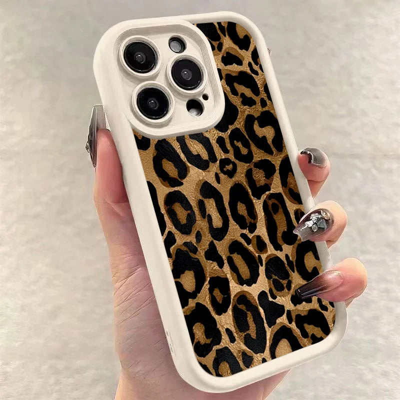 Fashion Black Leopard Case for iPhone 17 16 15 14 13 12 11 Pro Max 7 8 Plus